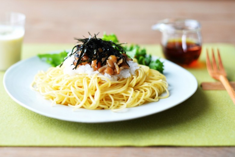 なめことおろしのさっぱりパスタ
